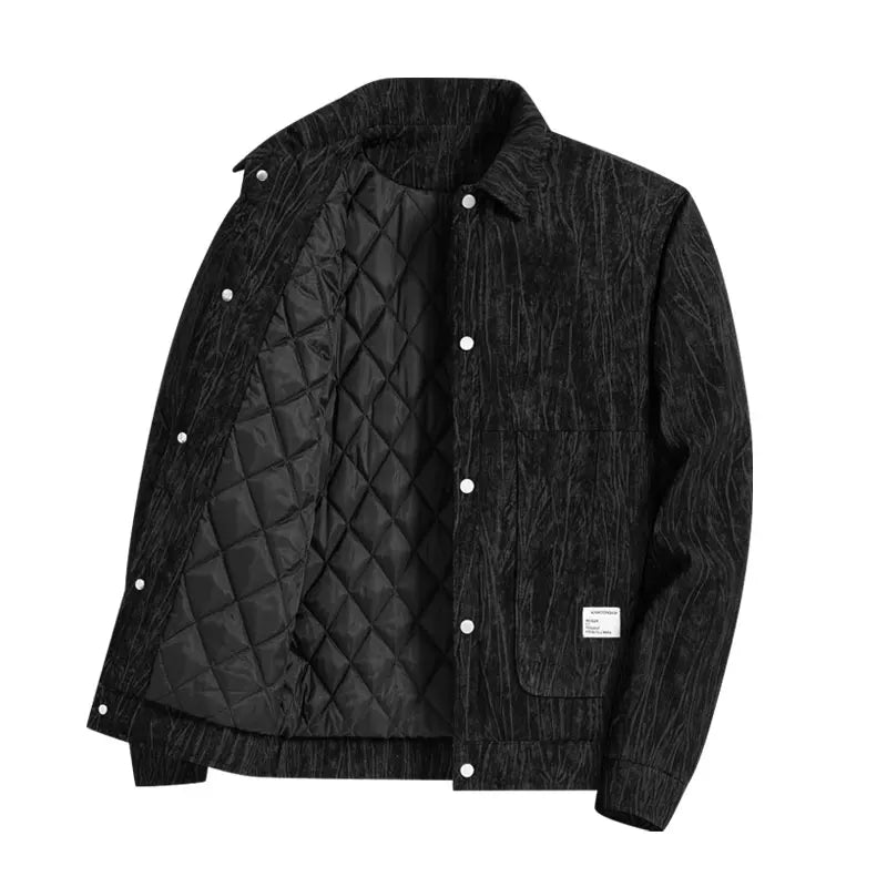 Men’s Plush Thick Oversized Jacket Lapel Button Workwear Casual Loose M-8XL