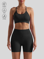 Women’s Seamless Breathable Yoga Set Sports Bra with High Waist Shorts Two-Piece