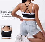 Women’s Breathable Quick-Dry Yoga Sports Vest Cross Strap Back Running Fitness