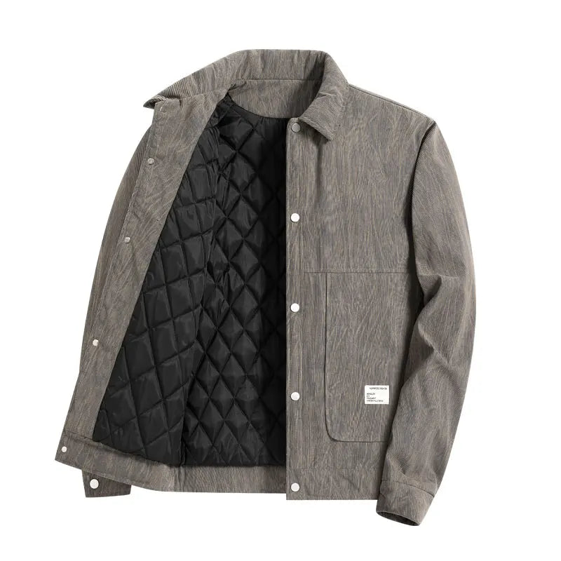 Men’s Plush Thick Oversized Jacket Lapel Button Workwear Casual Loose M-8XL