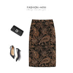 Women’s Spring High Waist Straight Midi Skirt Hip Hugging Floral Elegant Style