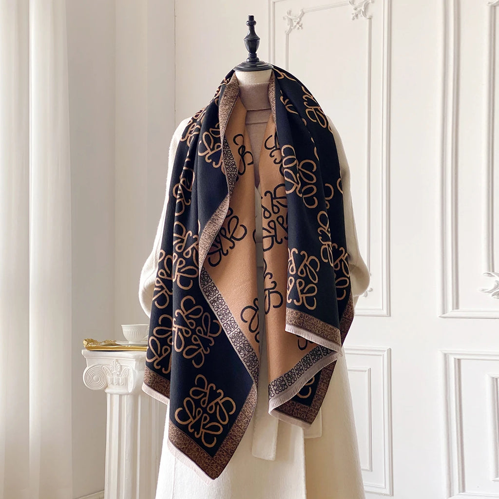 2025 Luxury Brand Women's Winter Warm Cashmere Scarf - Pashmina Shawl Wrap, Hijab, Travel Stole, Echarpe, Thick Warm Blanket