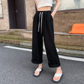 Women’s Plus Size Wide Leg Pants High Waist Baggy Streetwear Lace Up Casual Slacks