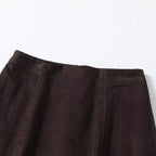 YENKYE Women’s Modern Retro Corduroy A-Line Mini Skirt High Waist Brown