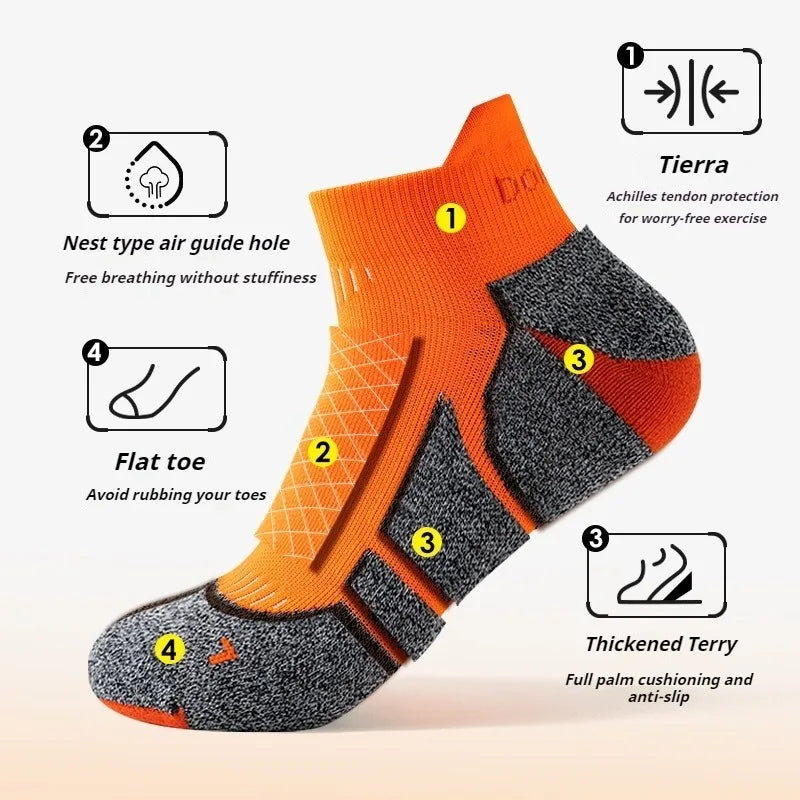 Men & Women Marathon Ankle Socks – Thick, Breathable, Cushioned for Hiking, Sports & Outdoor
