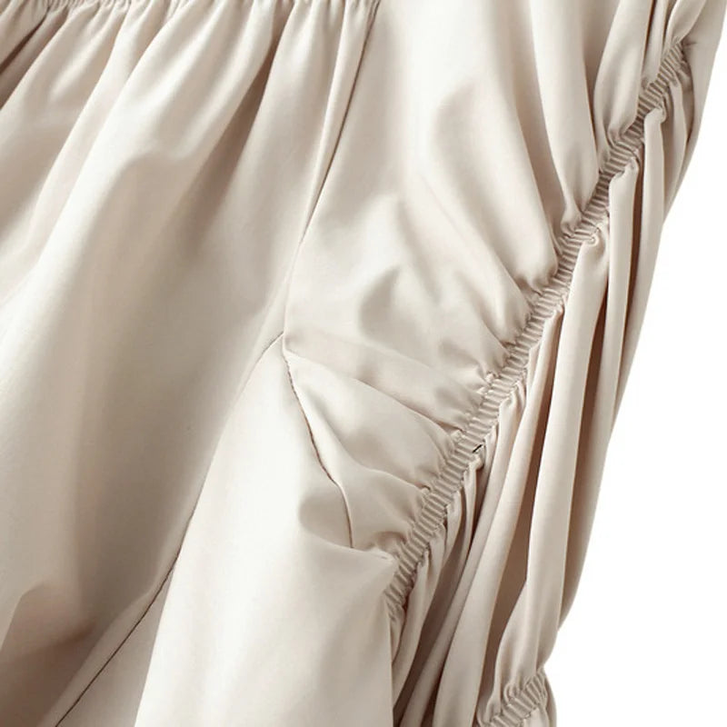 Women’s Elegant Pleated Long Skirt High Waist Asymmetrical Black Flared 2025