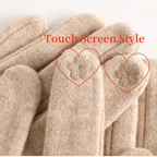 Winter Cashmere Gloves for Women Warm Touch Screen Gloves Cold Protection Full Finger Mittens Outdoor Cycling Thick Woolen Glove
