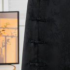 Vintage Jacquard High Waist Slim Long Skirt Chinese Style Side Slit Buckle