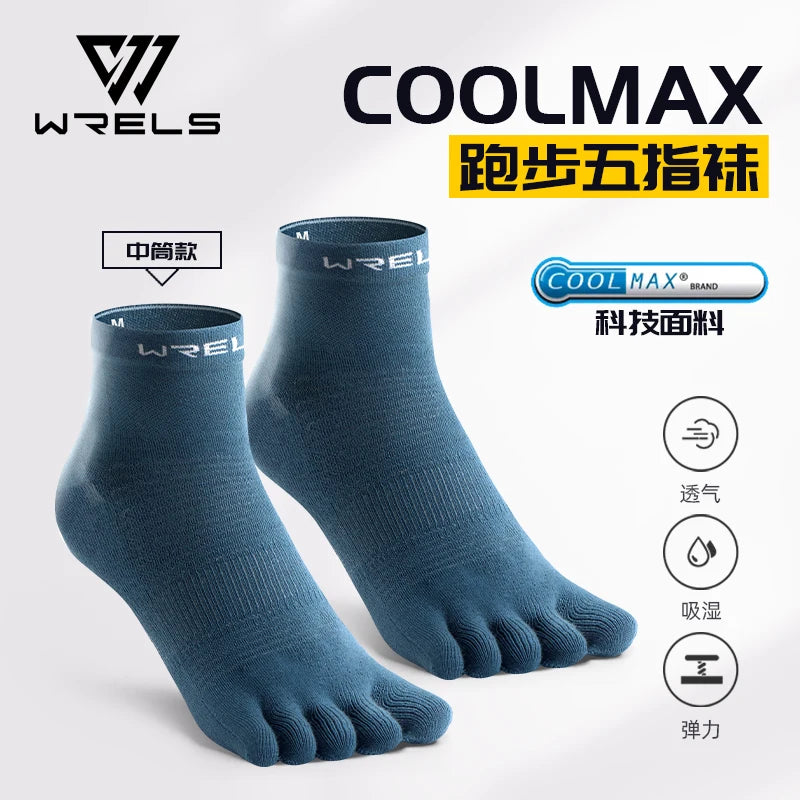 WRELS 1/3 Pairs COOLMAX Sports Five-toe Running Socks Quick-drying Breathable Anti-Blisters Marathon Toe Socks For Men And Women