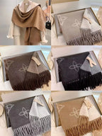 2025 new double-sided imitation cashmere scarf presbyopia scarf warm fringed shawl
