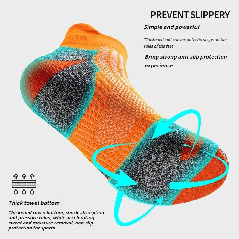 Men & Women Marathon Ankle Socks – Thick, Breathable, Cushioned for Hiking, Sports & Outdoor