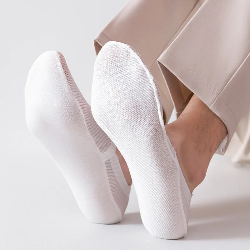 3Pairs Men Boat Socks Thin Breathable Soft Casual Summer Invisible Sock High Quality Solid Color Silicone Non-slip Low Cut Sox