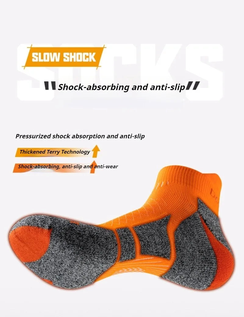 Men & Women Marathon Ankle Socks – Thick, Breathable, Cushioned for Hiking, Sports & Outdoor