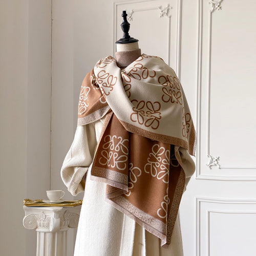 2025 Luxury Brand Women's Winter Warm Cashmere Scarf - Pashmina Shawl Wrap, Hijab, Travel Stole, Echarpe, Thick Warm Blanket