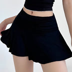 Hot Girl Low Waist Pleated A-Line Mini Skirt with Safety Pants Summer