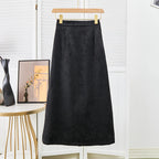 Vintage Jacquard High Waist Slim Long Skirt Chinese Style Side Slit Buckle