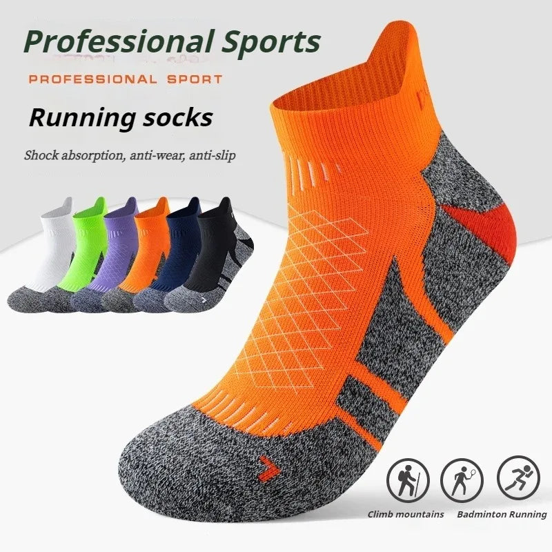 Men & Women Marathon Ankle Socks – Thick, Breathable, Cushioned for Hiking, Sports & Outdoor