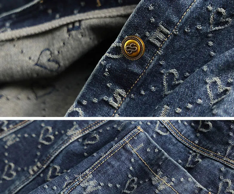 Women’s High Waist Slit Denim Midi Skirt A-Line Printed Hip Fit Autumn 2025