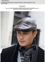 2025 Genuine Leather Beret Hat for Men Warm Windproof Winter Cap Fashion Gentleman Peaked Cap Vintage Stylish Driver Hat Gift