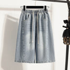 Women’s Plus Size Denim Bermuda Shorts High Waist Loose Wide Leg Boyfriend Style