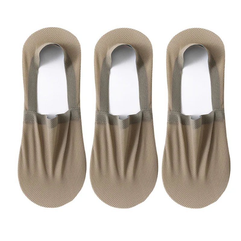 3Pairs Men Boat Socks Thin Breathable Soft Casual Summer Invisible Sock High Quality Solid Color Silicone Non-slip Low Cut Sox