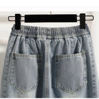 Women’s Plus Size Denim Bermuda Shorts High Waist Loose Wide Leg Boyfriend Style
