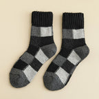 5pairs Winter Men's and Women Warm Thermal Colorblock Thick Wool Socks Warm Colorblock Soft Comfortable Plush Snow Floor Sock High Quality
