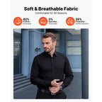 Men’s Slim Fit Button Dress Shirt Long Sleeve Stretch Wrinkle-Free Business Formal