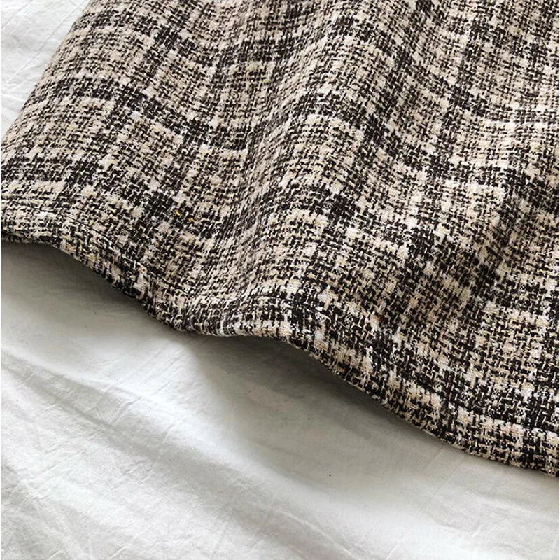 Women’s Korean High Waist Tweed Mini Skirt Plaid A-Line Slimming Y2K Autumn Winter