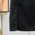 Vintage Jacquard High Waist Slim Long Skirt Chinese Style Side Slit Buckle