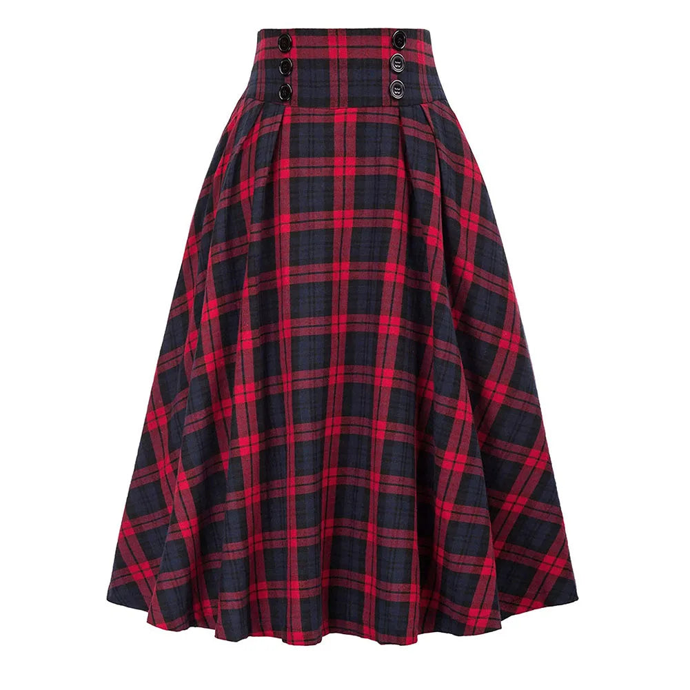 Women’s High Waist Tartan Plaid Skirt Elegant Loose Fit Affordable Everyday Style