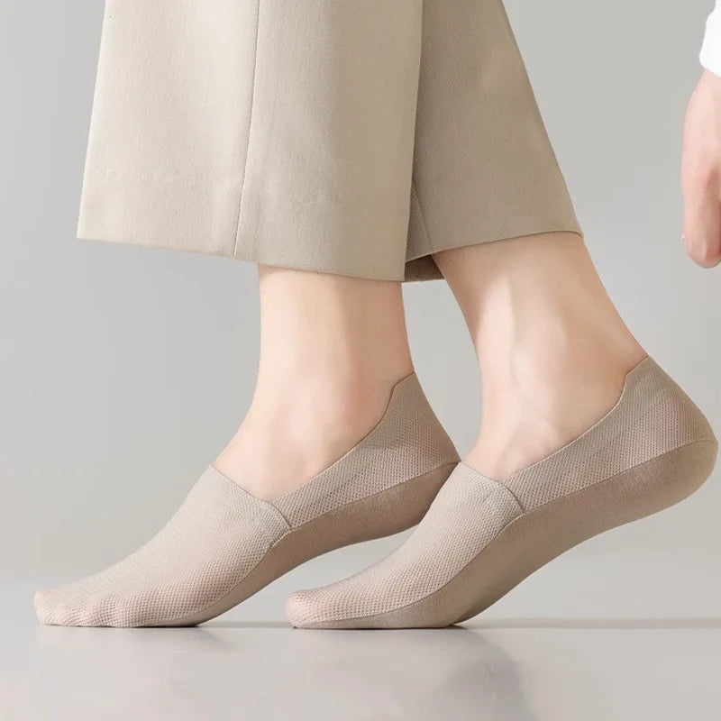 3Pairs Men Boat Socks Thin Breathable Soft Casual Summer Invisible Sock High Quality Solid Color Silicone Non-slip Low Cut Sox