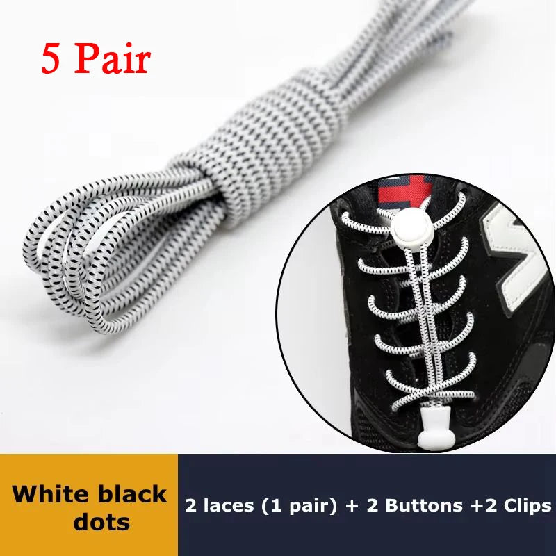 1Pair Shoelaces for Sneaker Elastic No Tie Shoe Laces Stretching Lock Lazy Laces Quick Rubber Shoelace Round Shoestrings