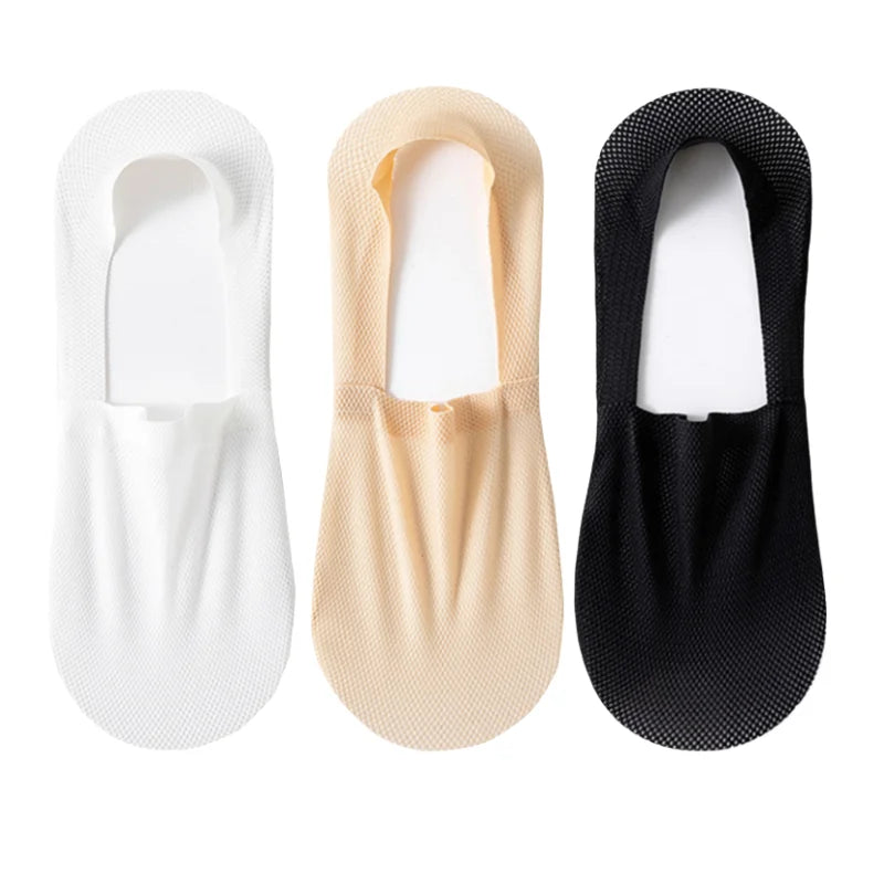 3Pairs Men Boat Socks Thin Breathable Soft Casual Summer Invisible Sock High Quality Solid Color Silicone Non-slip Low Cut Sox