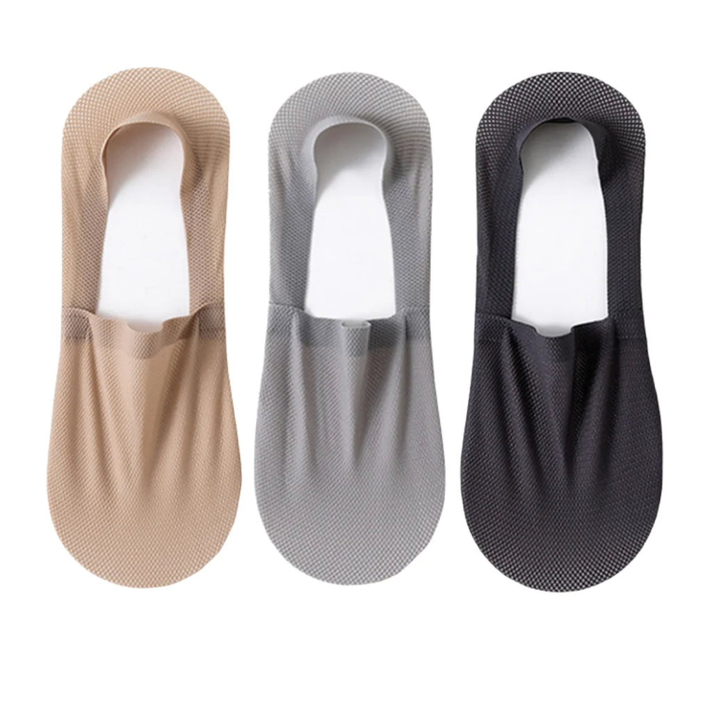 3Pairs Men Boat Socks Thin Breathable Soft Casual Summer Invisible Sock High Quality Solid Color Silicone Non-slip Low Cut Sox