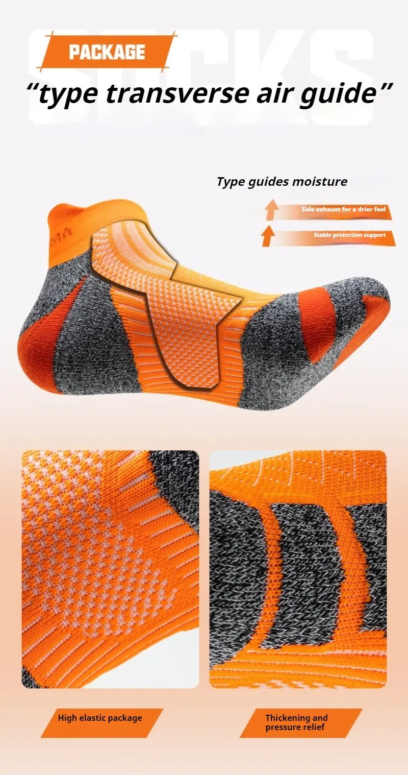 Men & Women Marathon Ankle Socks – Thick, Breathable, Cushioned for Hiking, Sports & Outdoor