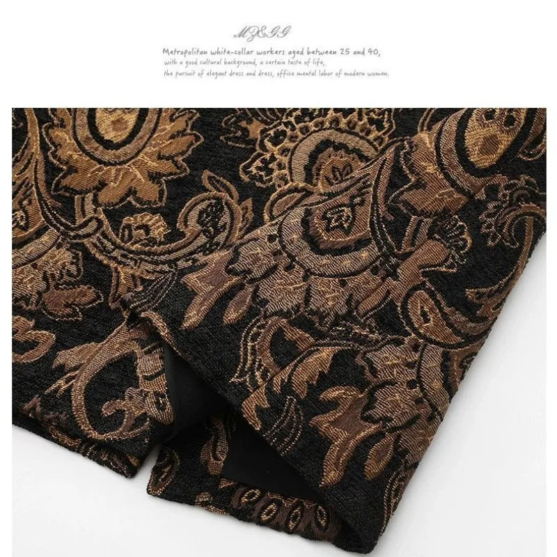 Women’s Spring High Waist Straight Midi Skirt Hip Hugging Floral Elegant Style