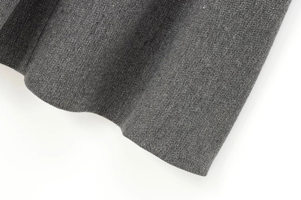 YENKYE Women’s High Street A-Line Midi Skirt Box Pleat Mid Waist Office Gray Autumn Winter