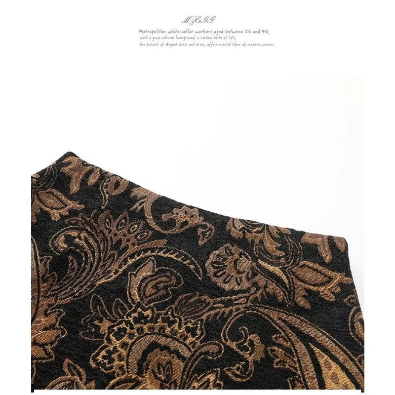 Women’s Spring High Waist Straight Midi Skirt Hip Hugging Floral Elegant Style