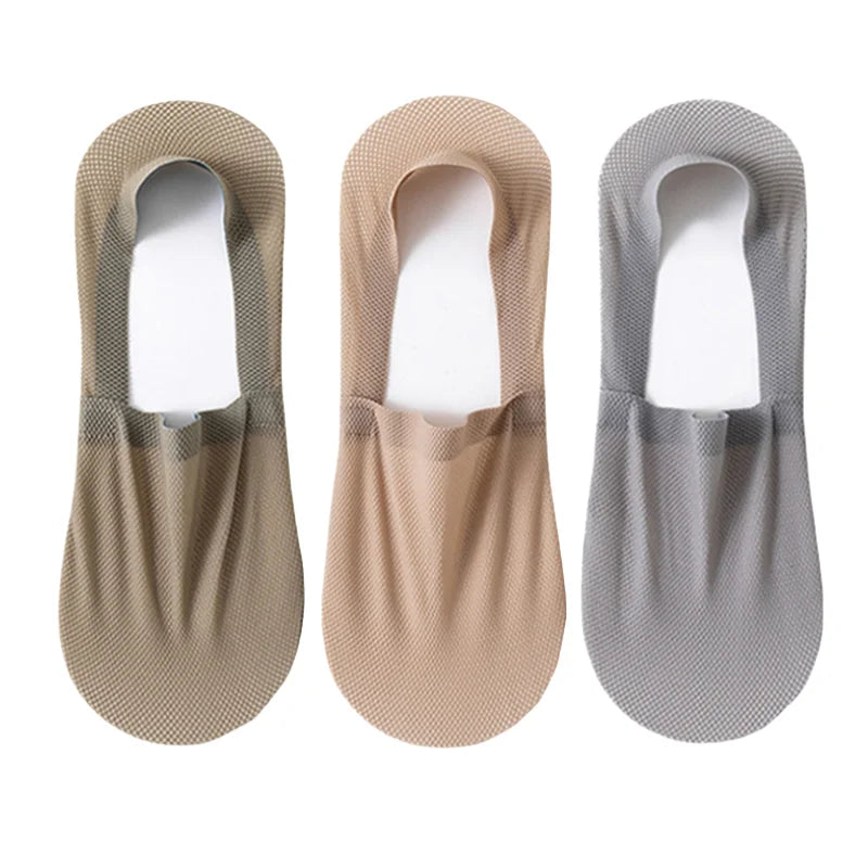 3Pairs Men Boat Socks Thin Breathable Soft Casual Summer Invisible Sock High Quality Solid Color Silicone Non-slip Low Cut Sox