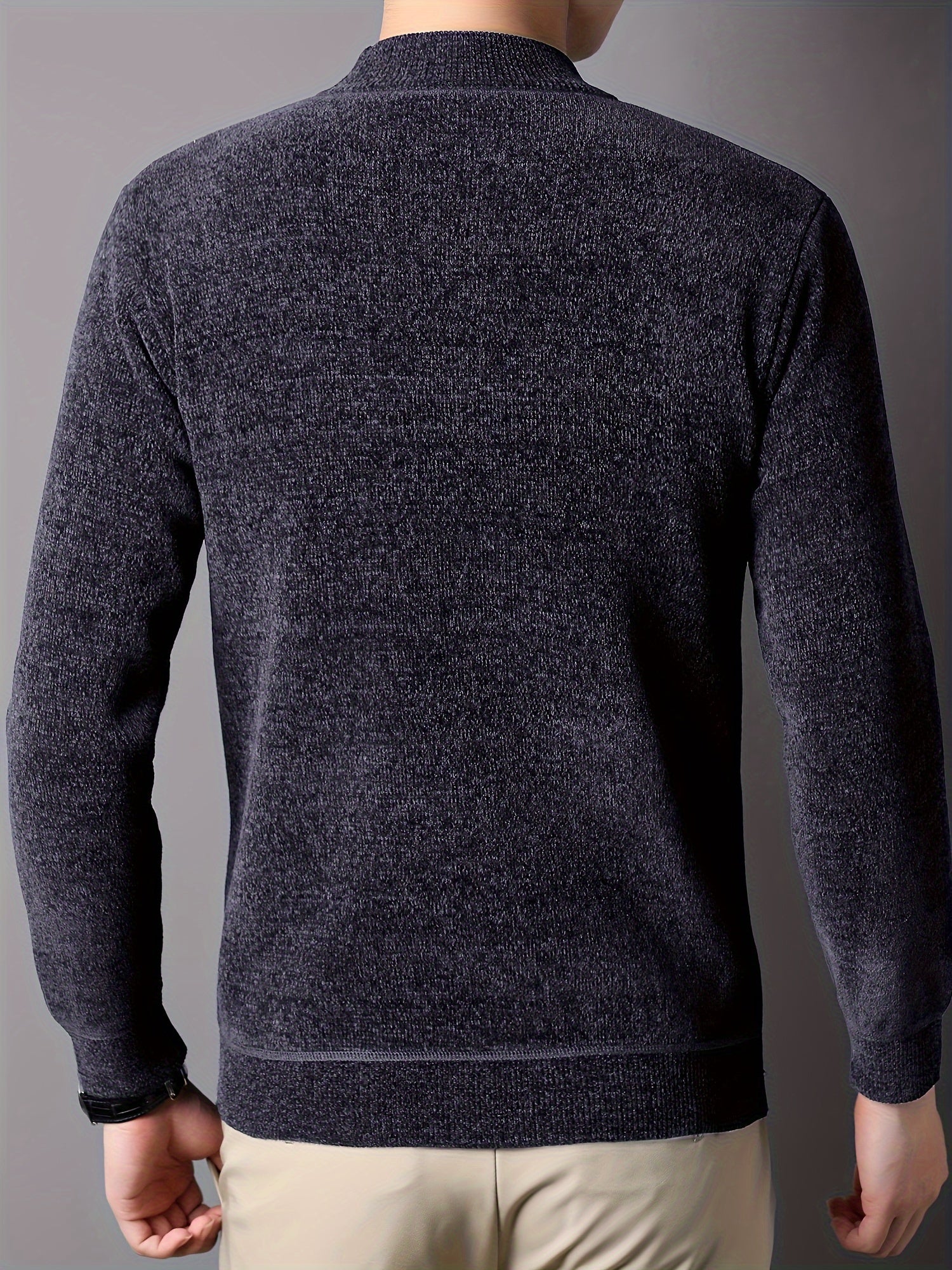 Men'S Autumn and Winter Casual Mid-Length Round Neck Knit Sweater - Semiguo
