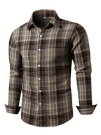 Men's Plaid Long Sleeve Button Up Shirt, Casual Comfy Shirt for Fall Winter