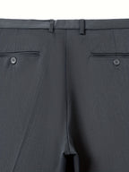 Men's Straight-Leg Dress Pants - Mid-Rise Zipper Closure Trousers, Beltless Design with Internal Adjuster, Wrinkle-Resistant Black/Charcoal Grey for Business Casual & Formal Wear, Machine Washable (No Dryer)