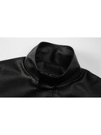 1pc TNZI Men'S Windproof Motorcycle Jacket - Large Size Heavy-Duty Stand Collar Zipper Closure, Full-Zip Front with Utility Pockets, Reinforced Elbows & Wrist, Durable for Autumn/Winter Riding & Casual/Business Wear, Motorcyc