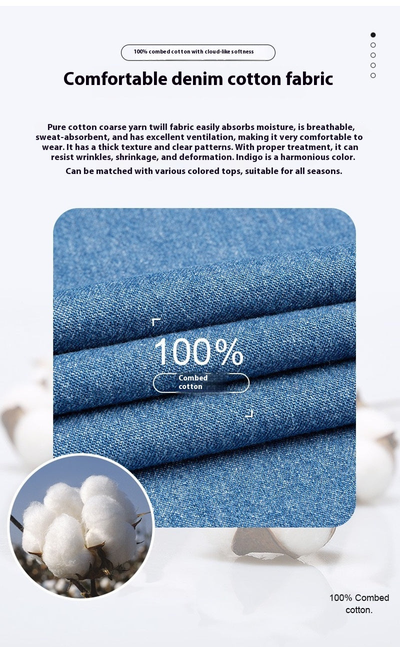 Men's Heavy-Duty Pure Cotton Denim Shirt Jacket - No-Iron Solid Blue Long Sleeve Button-Up Casual Coat, Western Style Collar & Single-Breasted Button Front for Spring/Fall Layering (Regular Fit) - Versatile Outdoor & Formal W