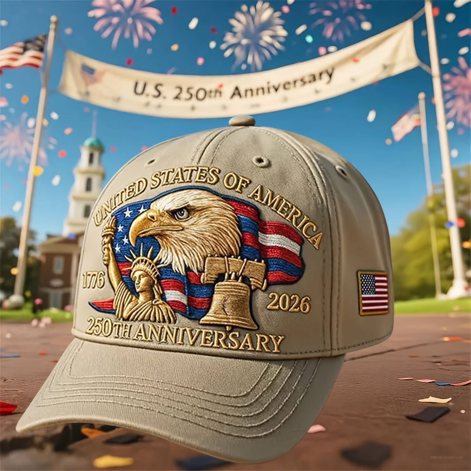 250Th Anniversary Men'S Patriotic Baseball Hat - Embroidered with Bald Eagle And 50 Star 13 Stripe Design, Embroidered 1776-2026, Suitable for Men And Women, Halloween, Friday, Perfect Gift for History Enthusiasts And Patriot