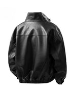 1pc TNZI Men'S Windproof Motorcycle Jacket - Large Size Heavy-Duty Stand Collar Zipper Closure, Full-Zip Front with Utility Pockets, Reinforced Elbows & Wrist, Durable for Autumn/Winter Riding & Casual/Business Wear, Motorcyc