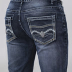 Men'S Skinny Stretch Faux Denim - Dark Blue Skinny Fit Faux Denim with Washed Look, All-Season Comfort, Straight Leg Fit for Casual & Formal Wear