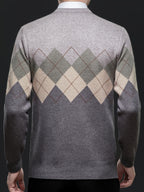 Men'S Classic V-Neck Sweater - Thick Warm Winter Knit Sweater with Geometric Pattern, Long Sleeve Regular Fit for Casual Business & Sports, Fall Winter Warmth, Sweater Vest, Business Casual Wear, Vneck Design, Durable Knitwea