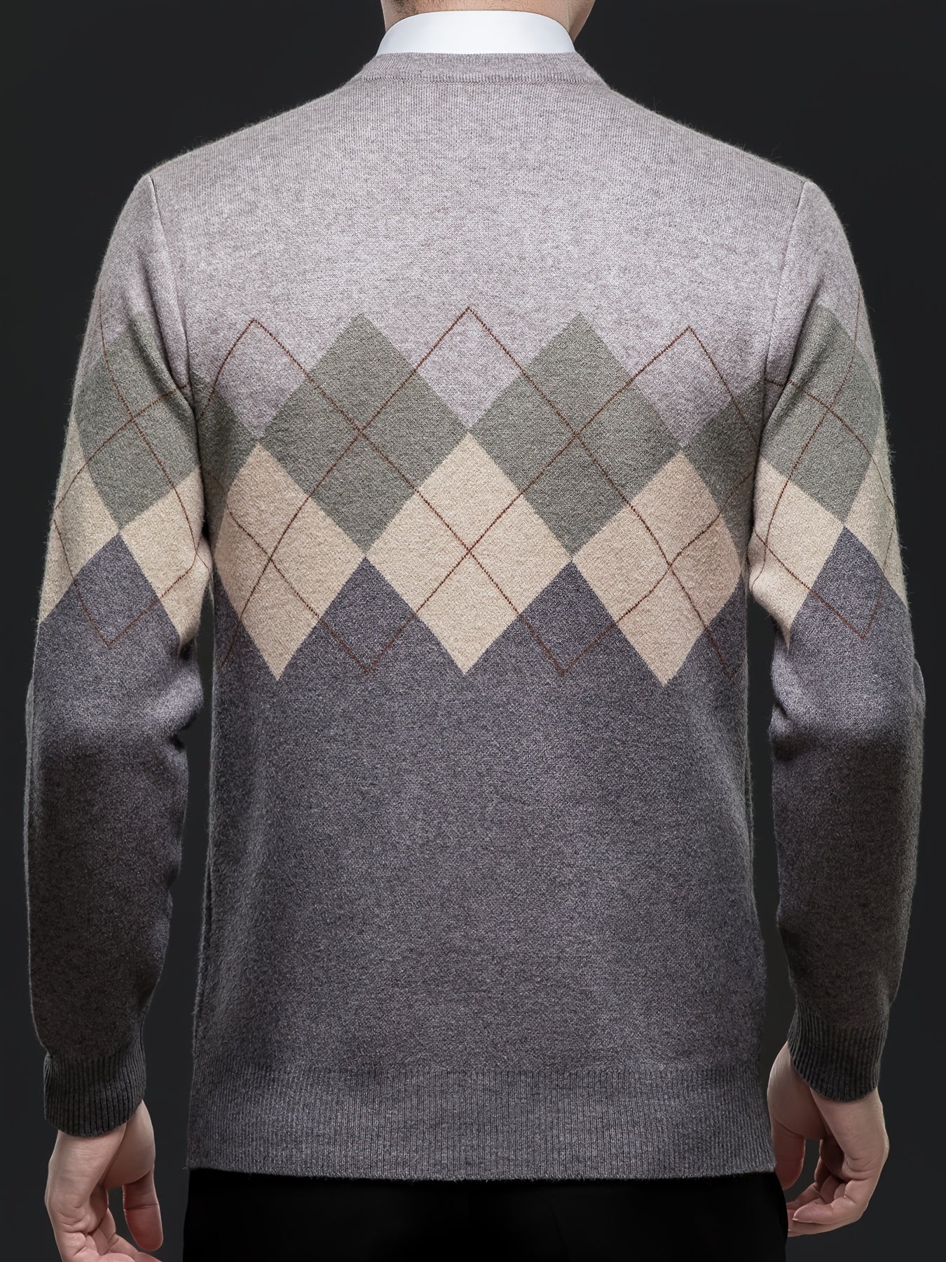 Men'S Classic V-Neck Sweater - Thick Warm Winter Knit Sweater with Geometric Pattern, Long Sleeve Regular Fit for Casual Business & Sports, Fall Winter Warmth, Sweater Vest, Business Casual Wear, Vneck Design, Durable Knitwea